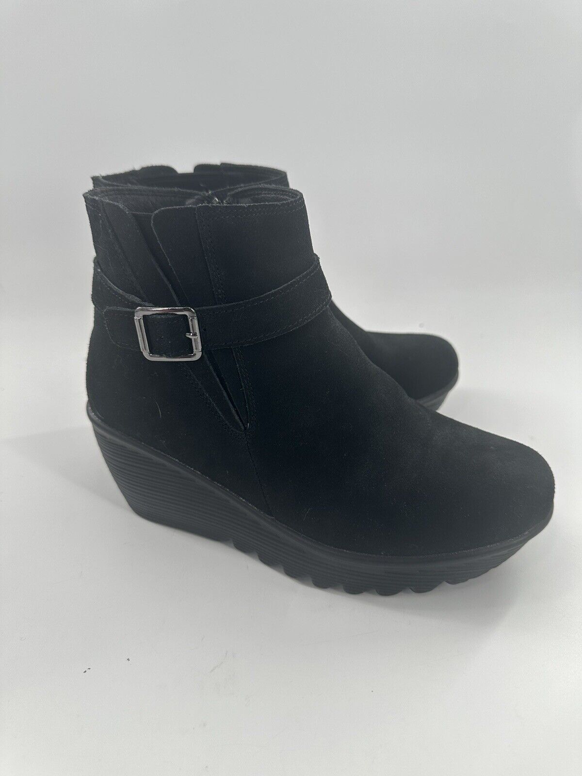 Skechers Suede Parallel Wedge Ankle Boots Day Date Black. 8 Wide