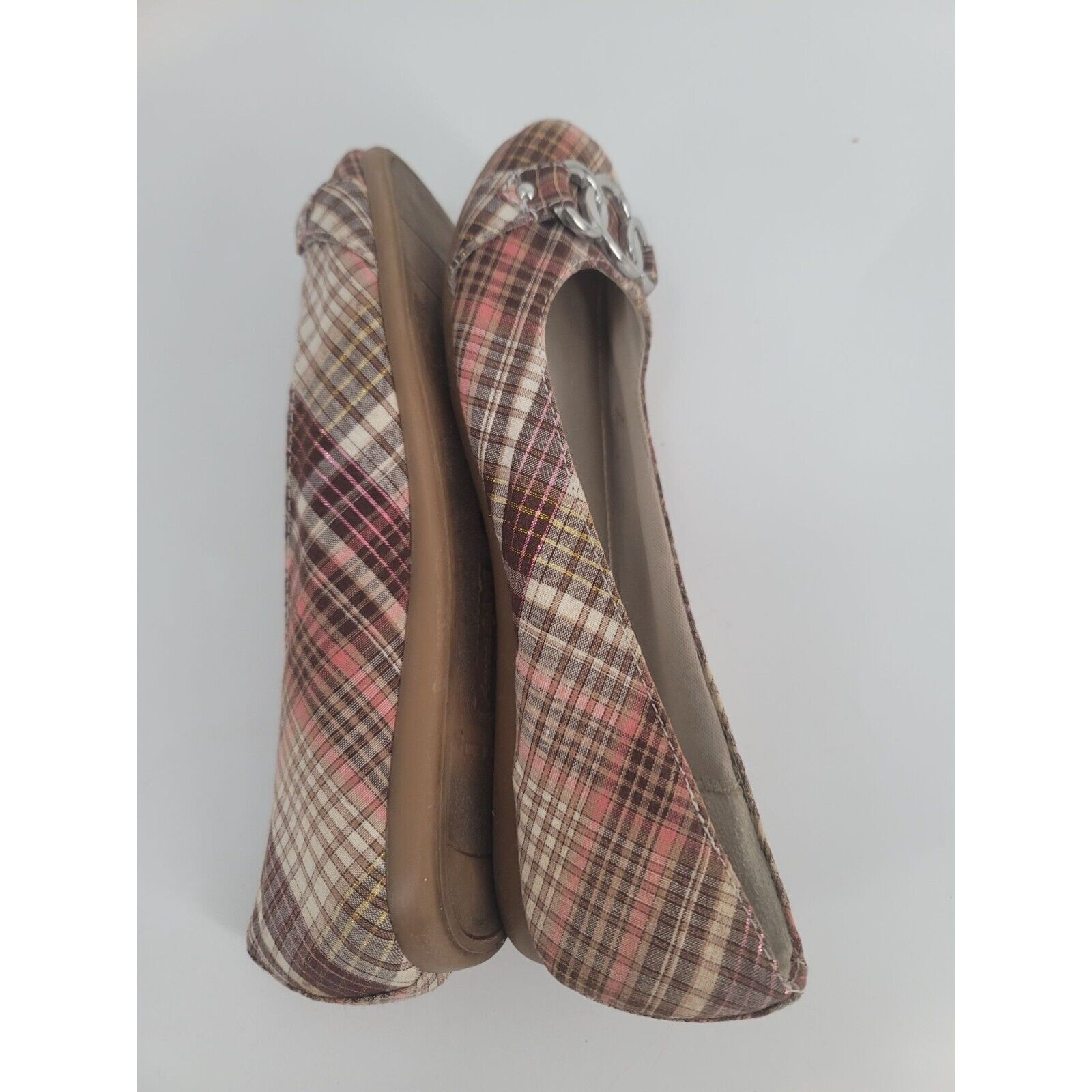 American Eagle Flats Size 7.5  Pink & Tan Plaid - Opticdeals