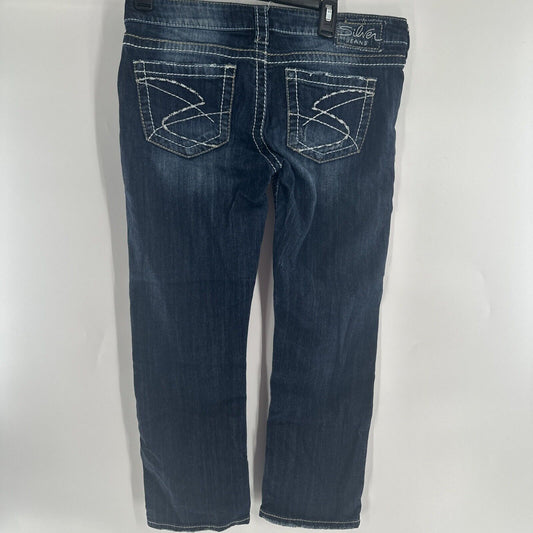 Silver Jeans Womens W29 Blue Santorini Capri Low Rise  W29 L24