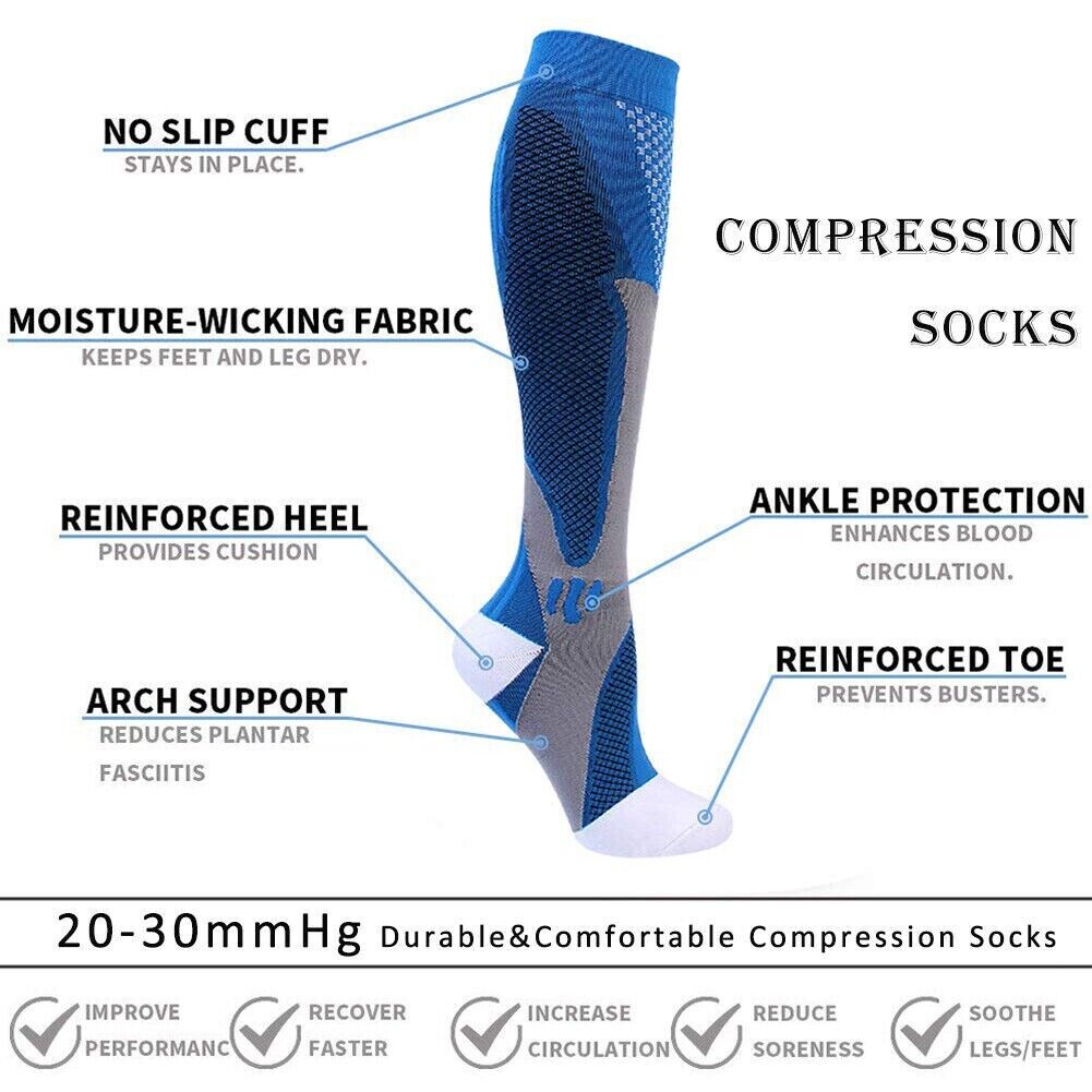 3Pairs Medical Sport Compression Socks Men for Edema Diabetic Varicose Veins - Opticdeals