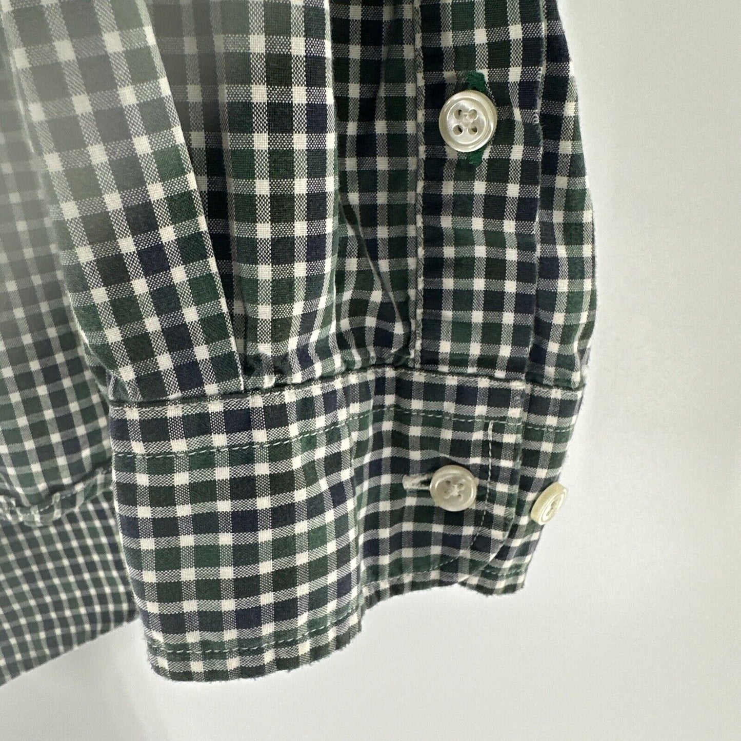 Tommy Hilfiger Button Down Shirt Gingham Size L Green Long Sleeve.