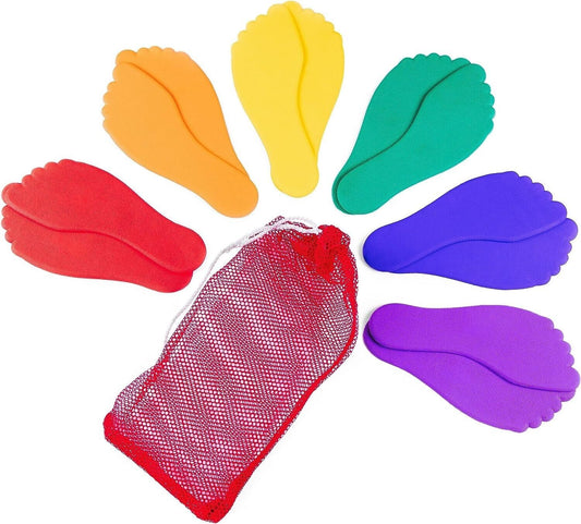 K-Roo Sports Set of Six Colorful Foot-Shaped Floor Markers - No-Slip Rubber Pair - Opticdeals