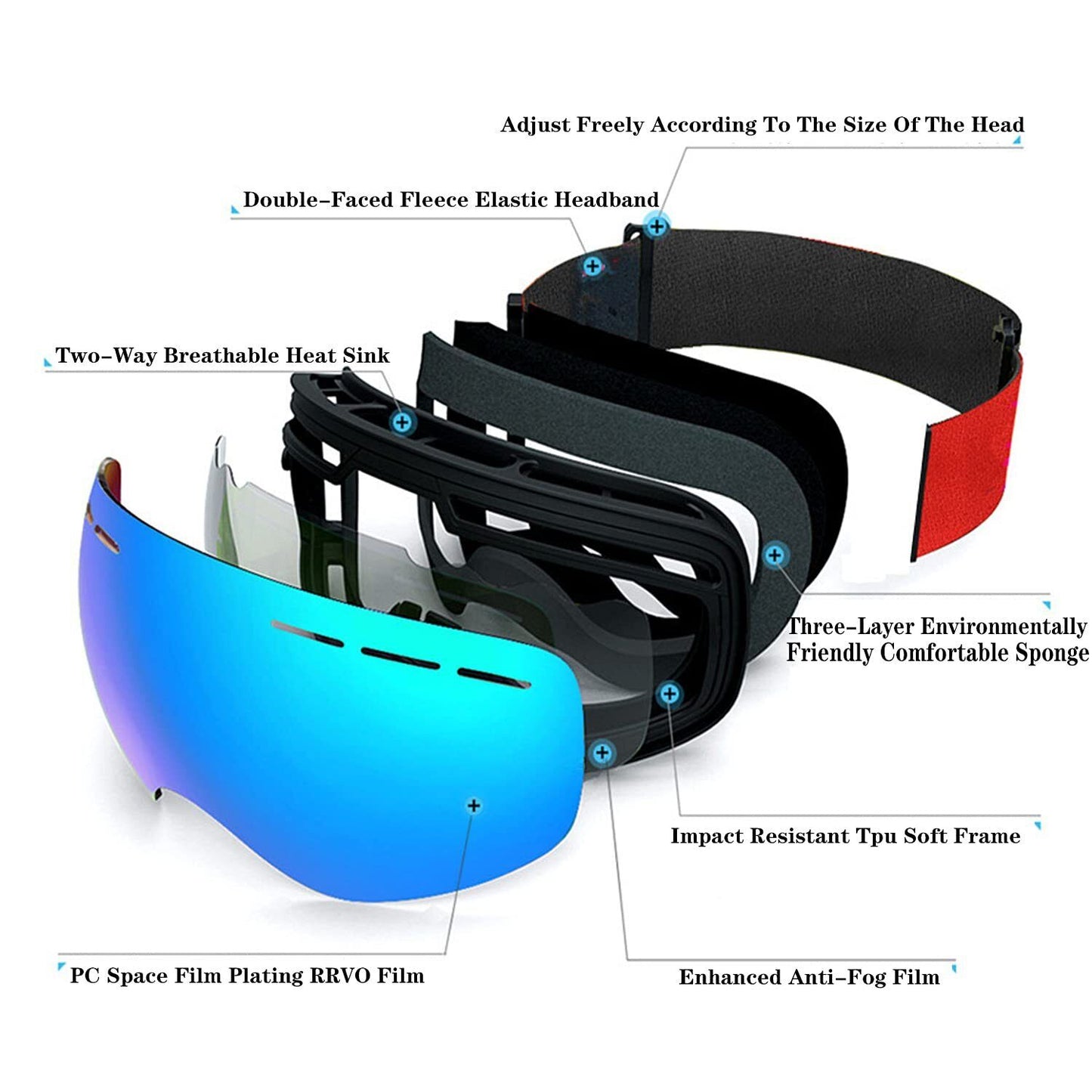 Ski ,Snowboarding Goggles REVO mirror lens UV402 anti-snow