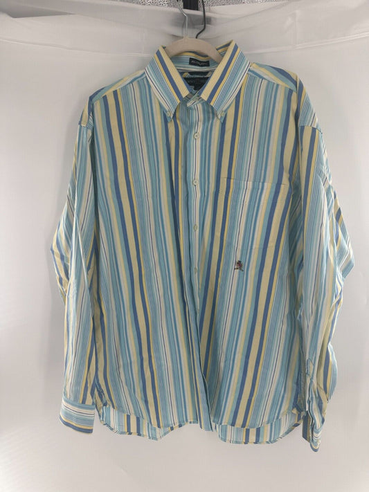 Tommy Hilfiger Mens 80's Two Ply  Button Dress Shirt With LOGO w/ Stripes