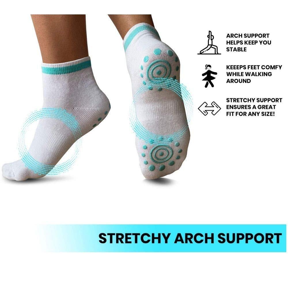 6pc Yoga Socks Non Slip Skid Socks with Grips Sz 6-9 For  Pilates Ballet Barre