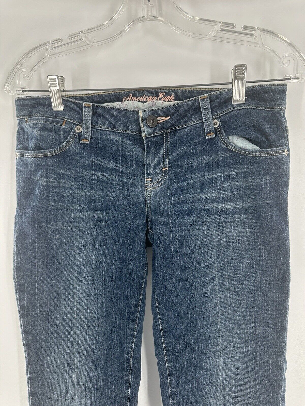 American Eagle Jeans 4 Women Regular Size Blue Denim Limited Issue Straight Crop