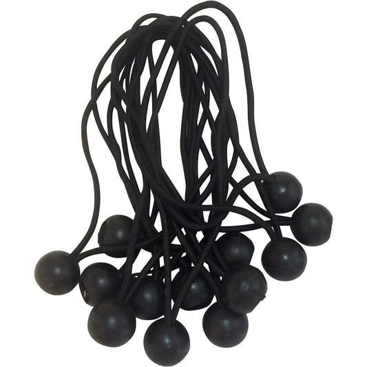 25 Pack 6 Inch Weather Resistant Ball Bungee Black for Camping Tarp Cargo Tent - Opticdeals