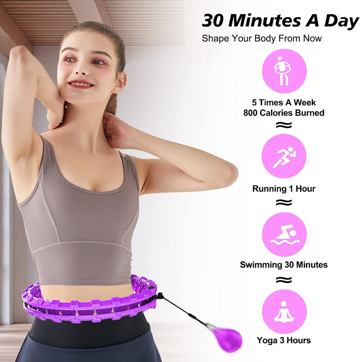 Smart Weighted Hula Hoop Weight Loss Waist Slimming  Exercise 24 Knots