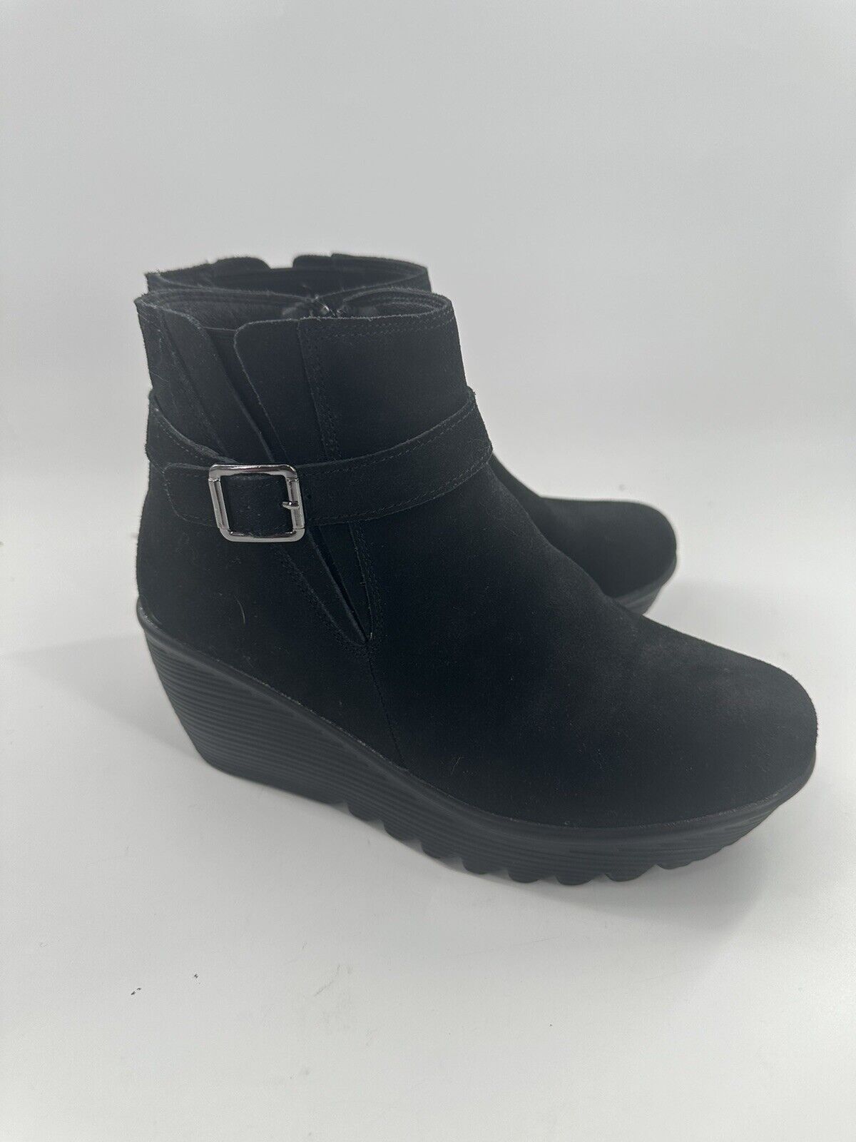 Skechers Suede Parallel Wedge Ankle Boots Day Date Black. 8 Wide