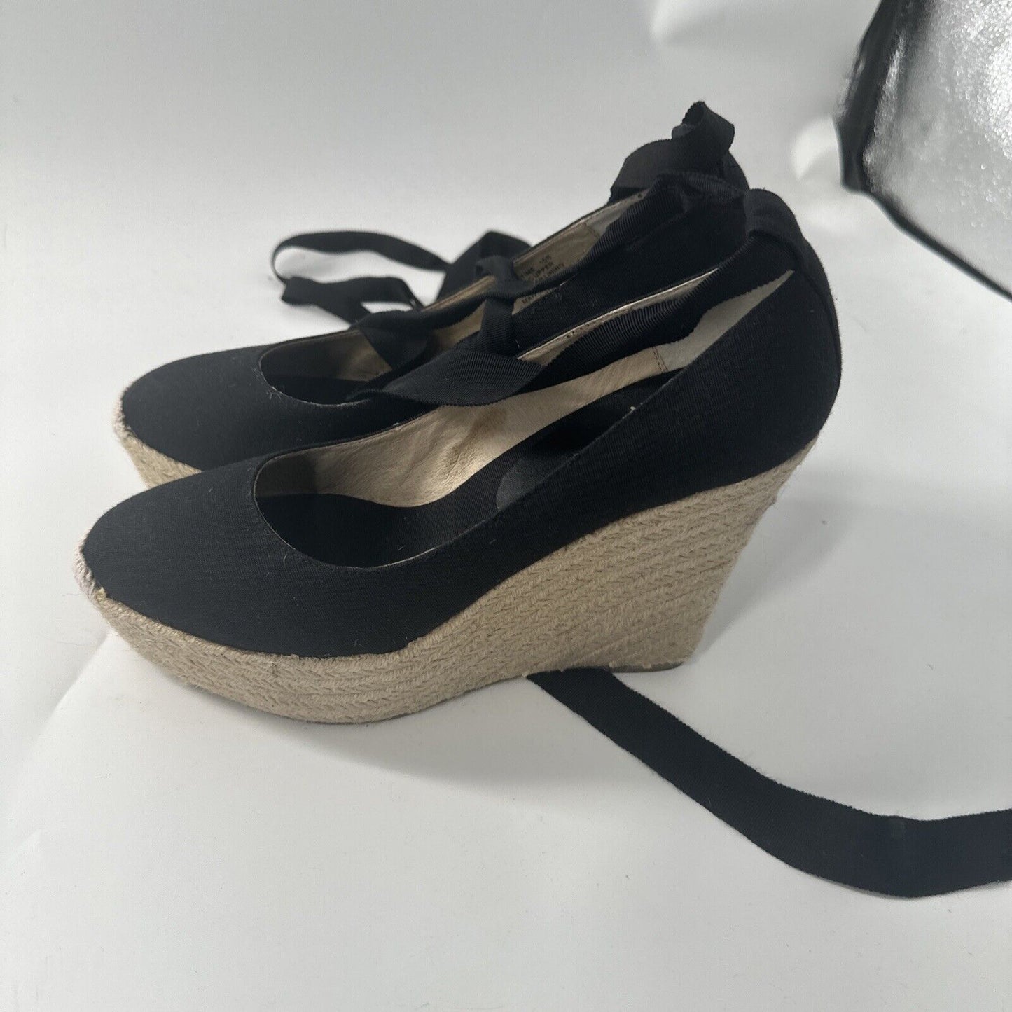 Steven By Steve Madden Wedge Shoes Black Canvas Size 10B Maritime