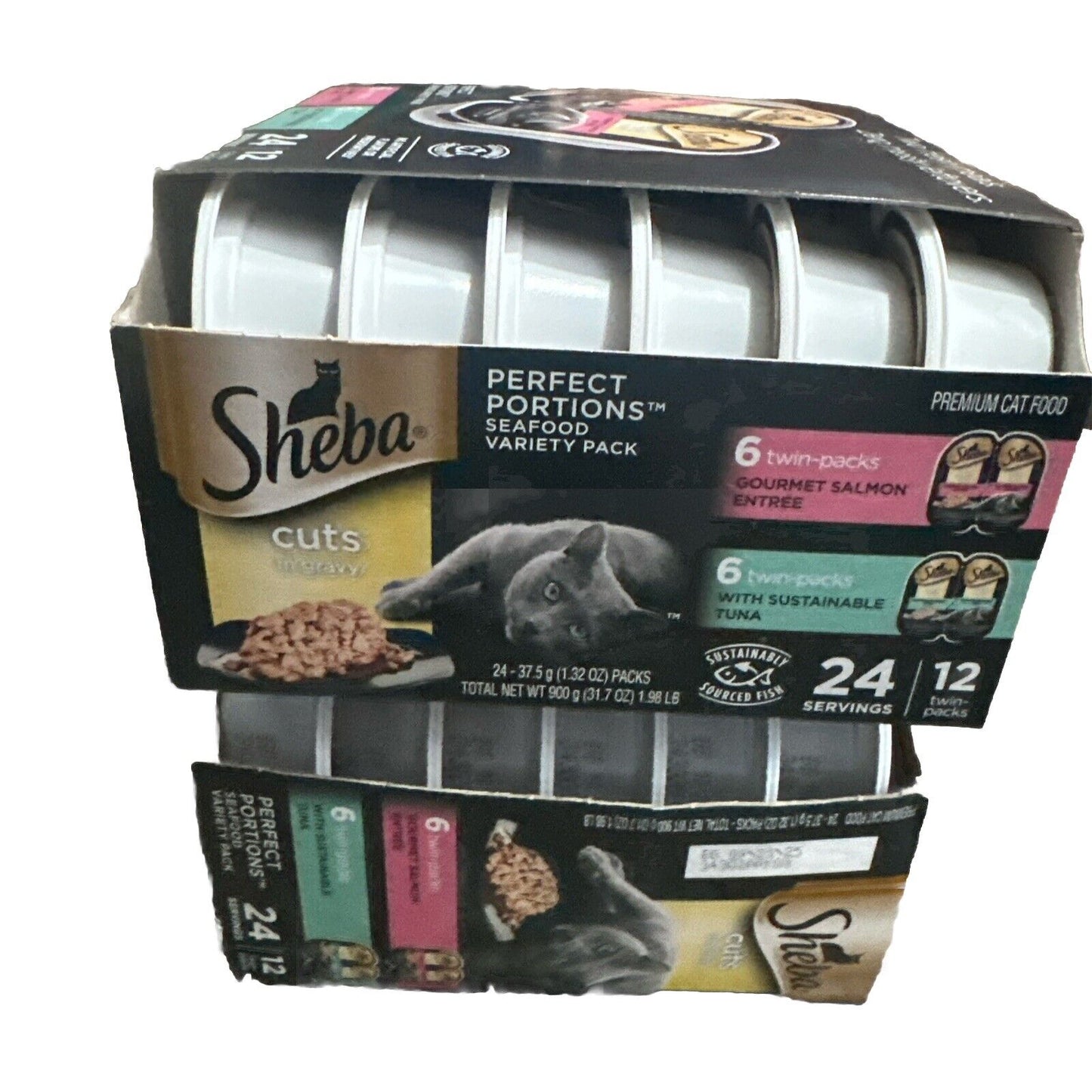 2 Pack SHEBA Perfect Portions Wet Cat Food Variety Pack, 1.32 oz Trays (12 Pack)