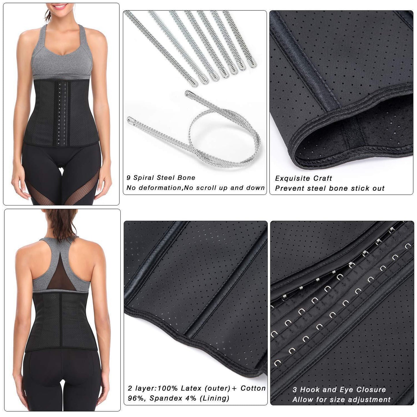 Latex Waist Trainer for Weight Loss Women Corset Tummy Control Body Shaper - Opticdeals