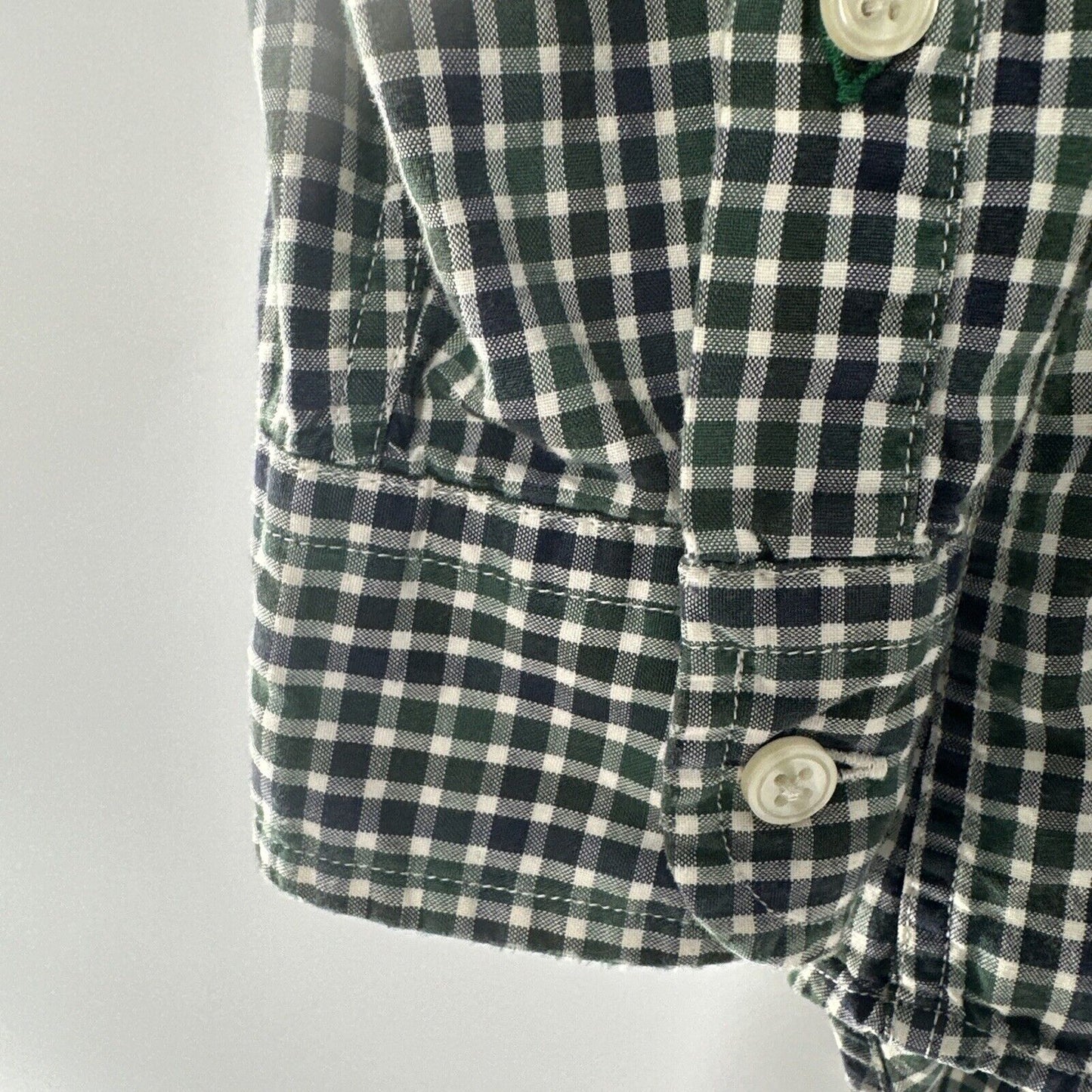 Tommy Hilfiger Button Down Shirt Gingham Size L Green Long Sleeve.