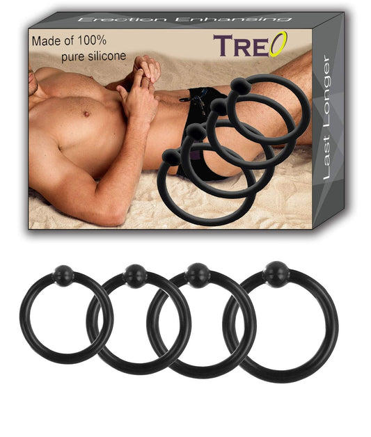 4 PCS Silicone Cock Bands - Flexible - Black