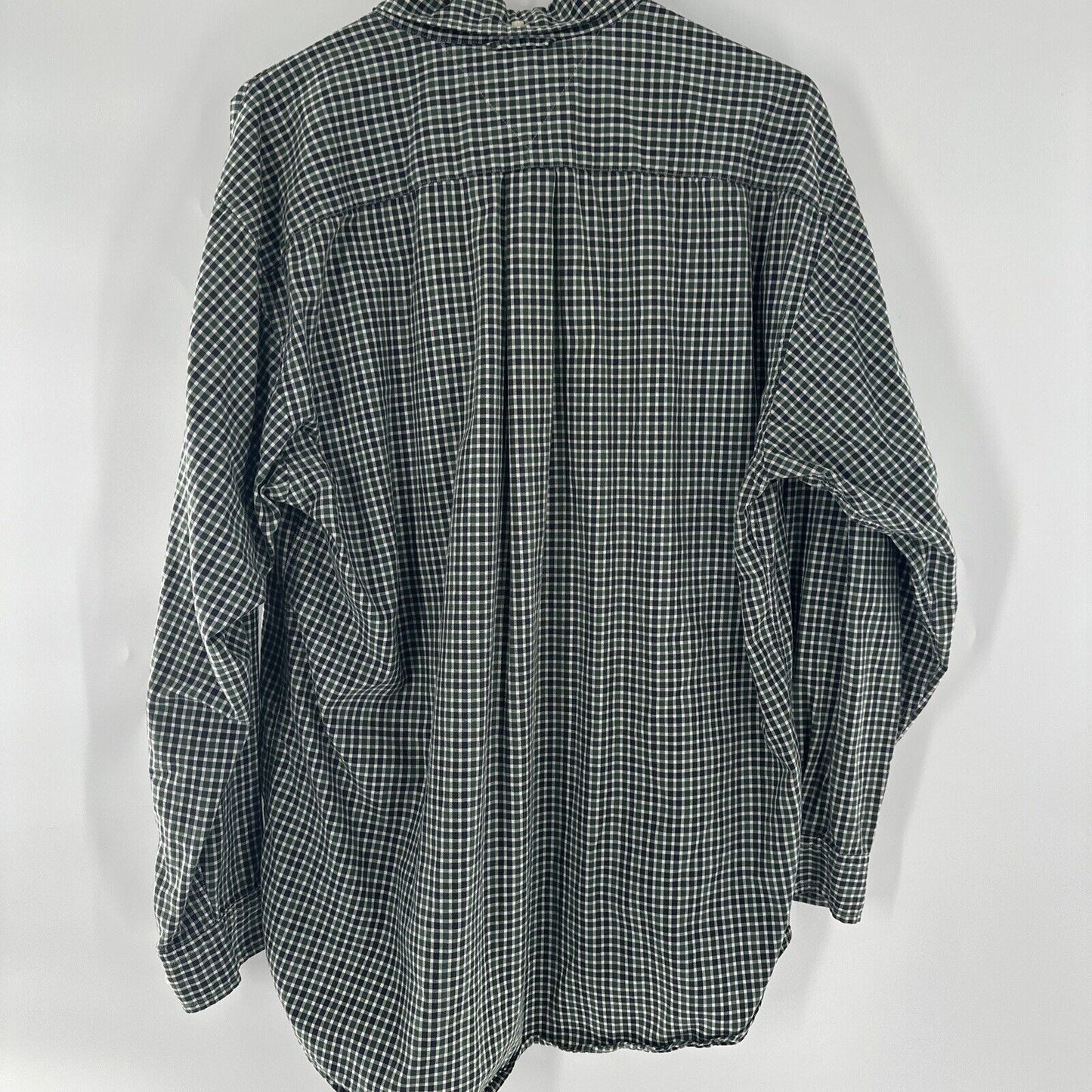 Tommy Hilfiger Button Down Shirt Gingham Size L Green Long Sleeve.