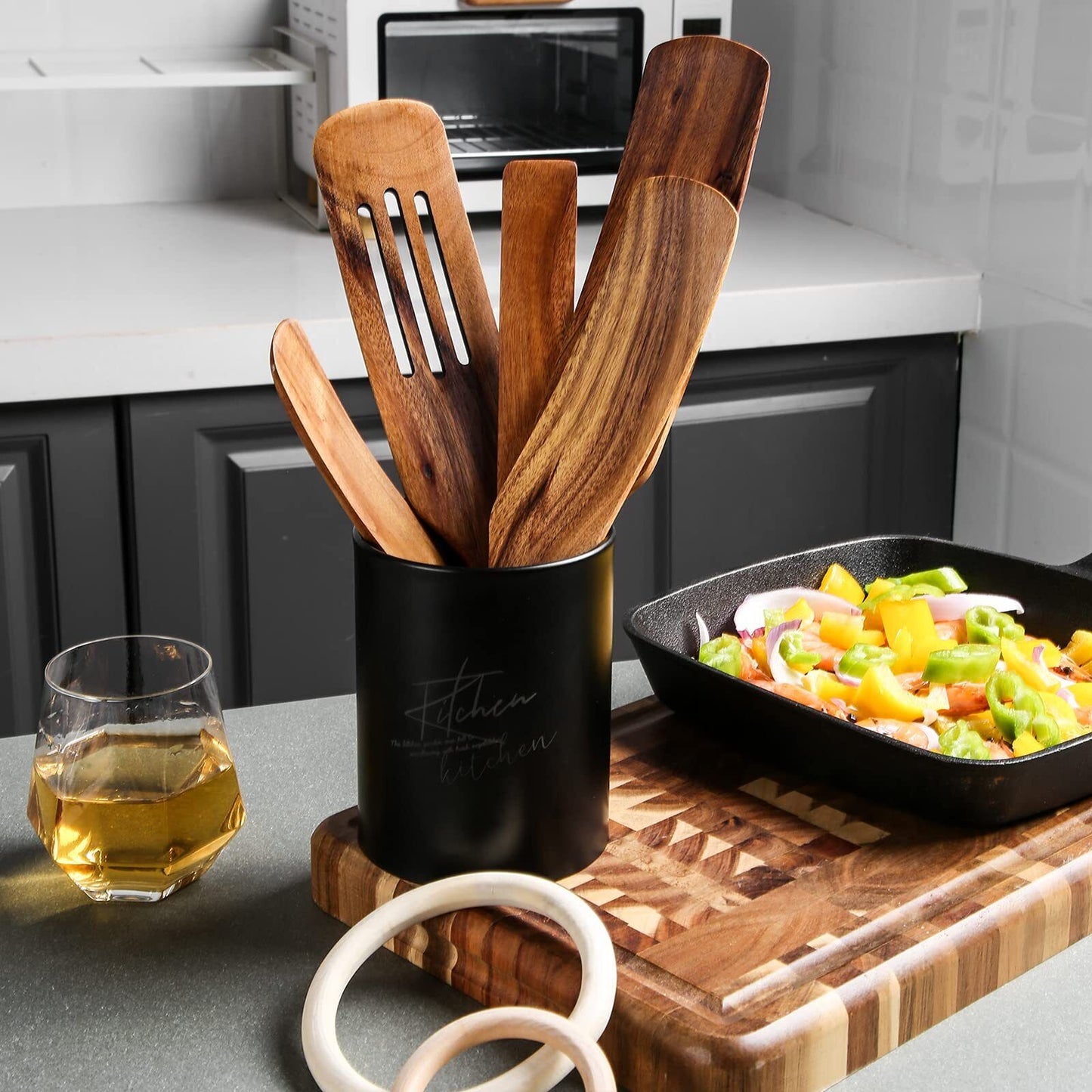 7PC  Wooden Spurtles Set. Slotted spatula Ladle colander