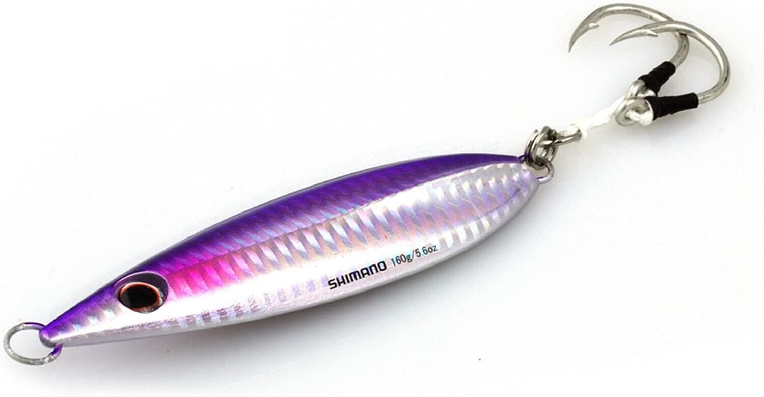 Shimano Butterfly Flat Fall Jig Vertical Jigging Bottom Fishing  Purple Silver - Opticdeals