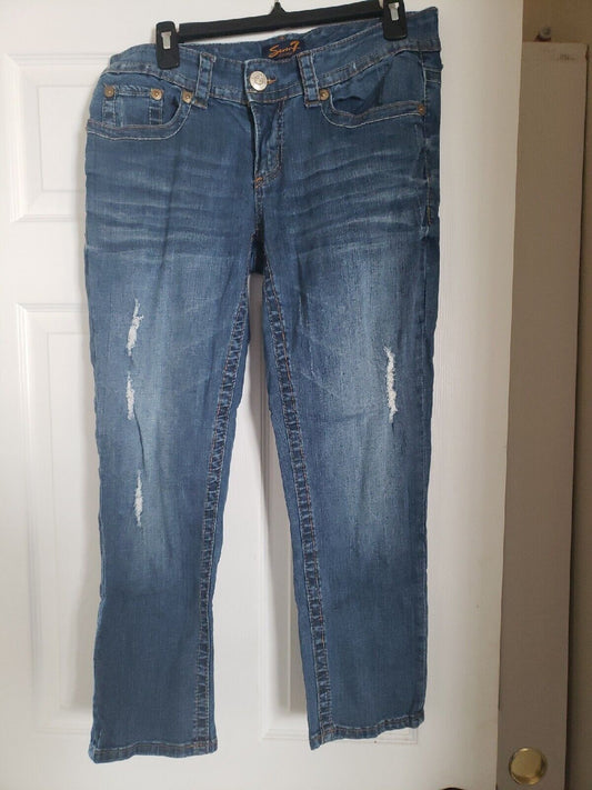 Seven7 Jeans Womens Distressed embellished Denim Blue Jeans Sz 10  30x26 - Opticdeals