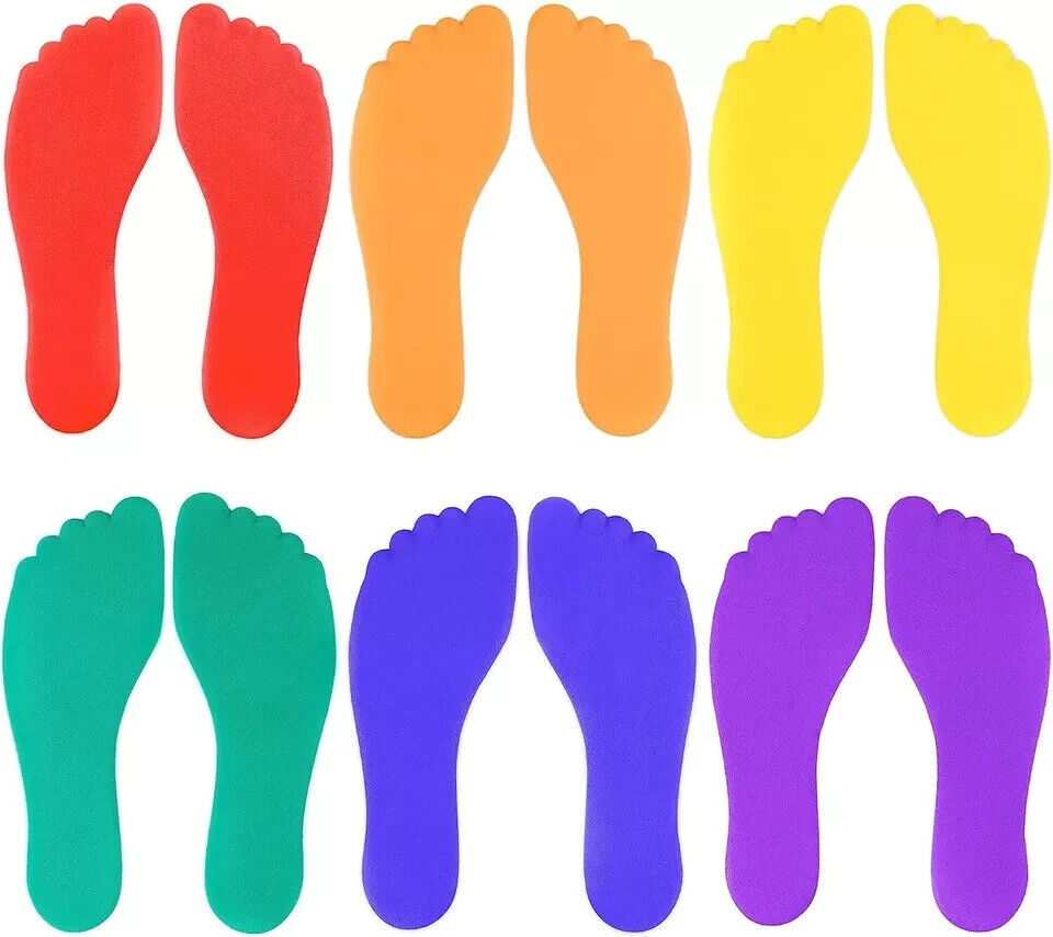 Set Of Six Colorful Foot-Shaped Floor Markers