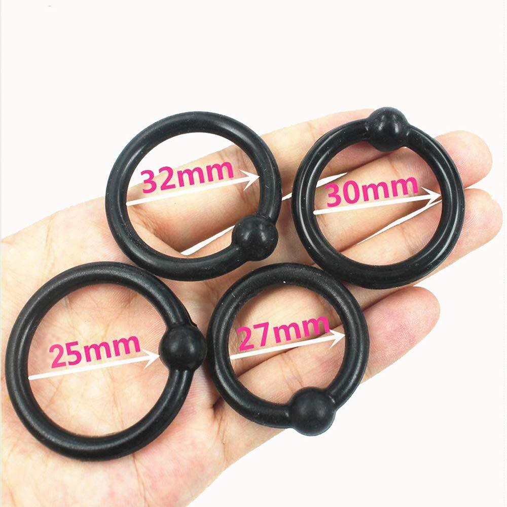 4 PCS Silicone Cock Bands - Flexible - Black