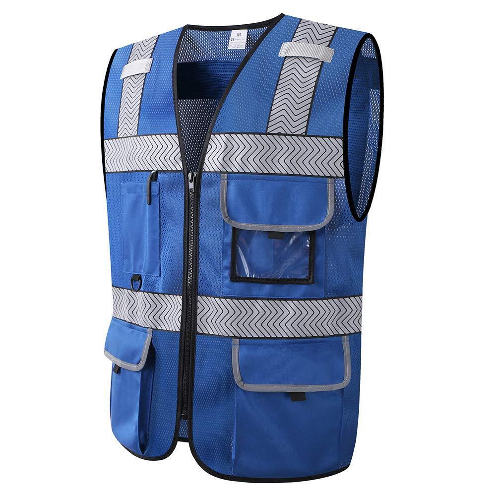 Safety Surveyor's Vest Sz M  Workwear Security Blue  Vest With Pockets