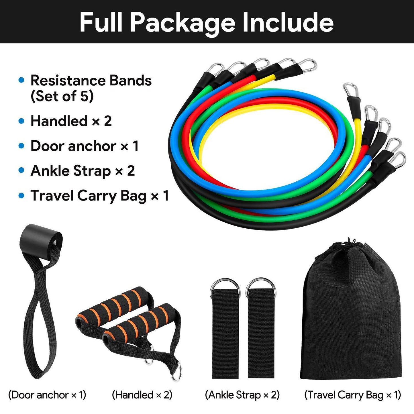 11 Pack Resistance Exercise Bands Set