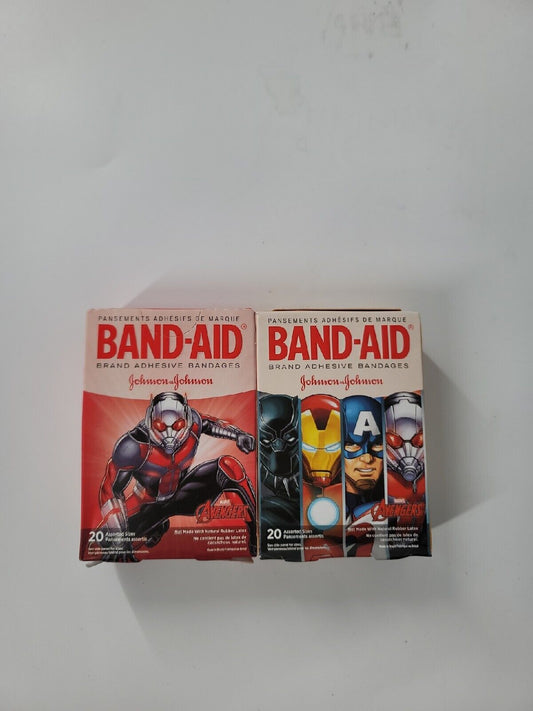 Band Aid Adhesive Bandages Marvel Avengers 20 Assorted Sizes Lot of 2 (40 Total) - Opticdeals