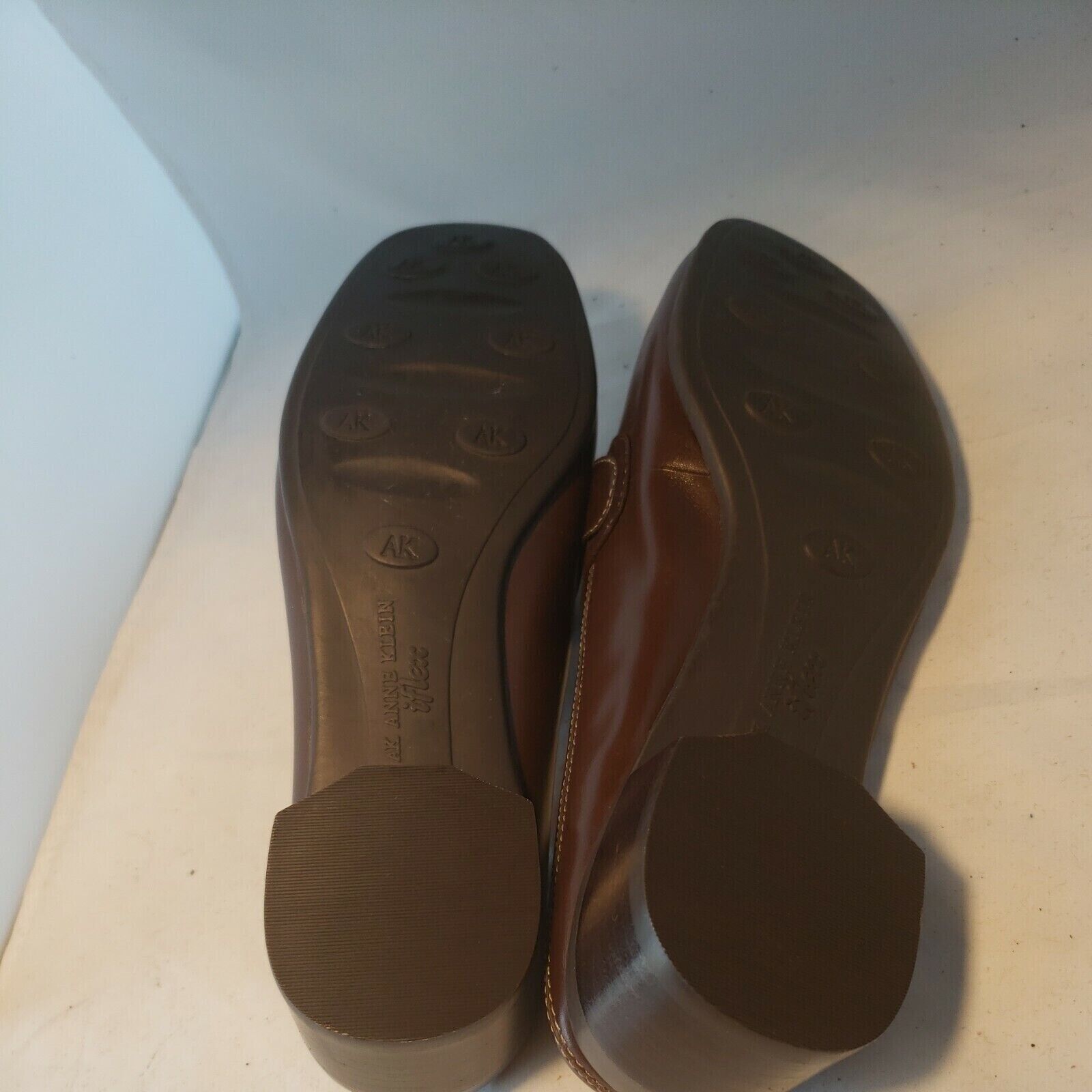 AK ANNE KLEIN iflex Brown Leather Side Mules Clogs Shoes Womens Size 7 M - Opticdeals