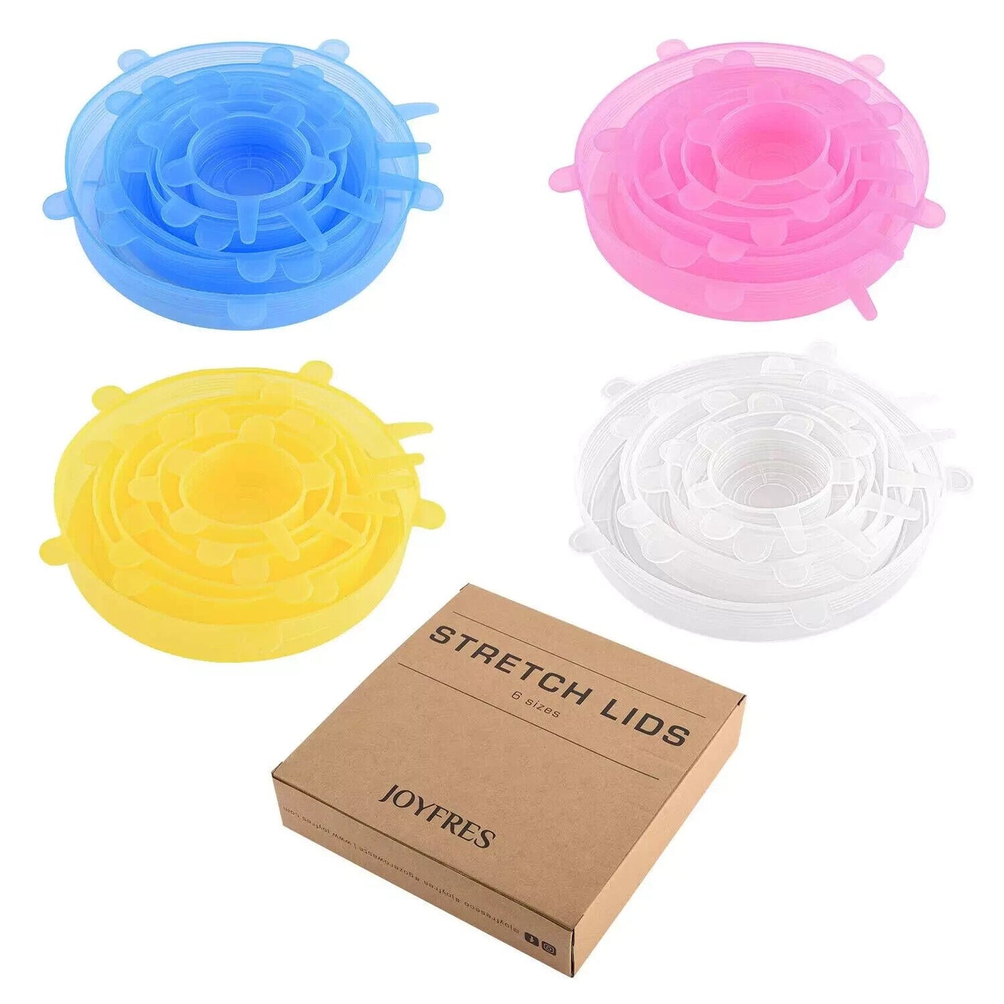 Silicone Stretch Lids for Food Storage in Fridge, Reusable 6 Pcs Colorful