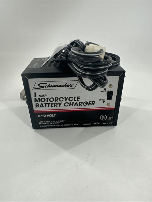 Schumacher 1 Amp Motorcycle Battery Charger 6/12 VOLT MC-1 with Clamps