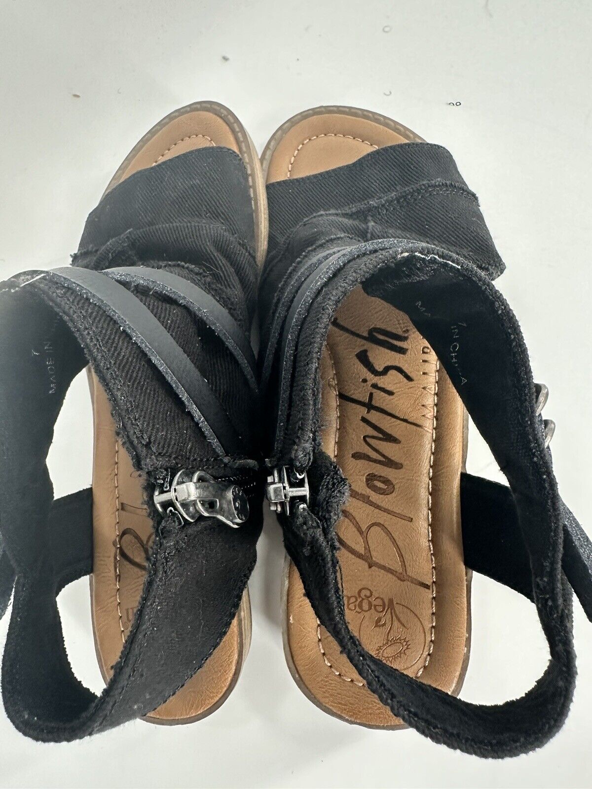 Women's Blowfish Malibu Open Toe Micro Wedge Sandals Black Size 7