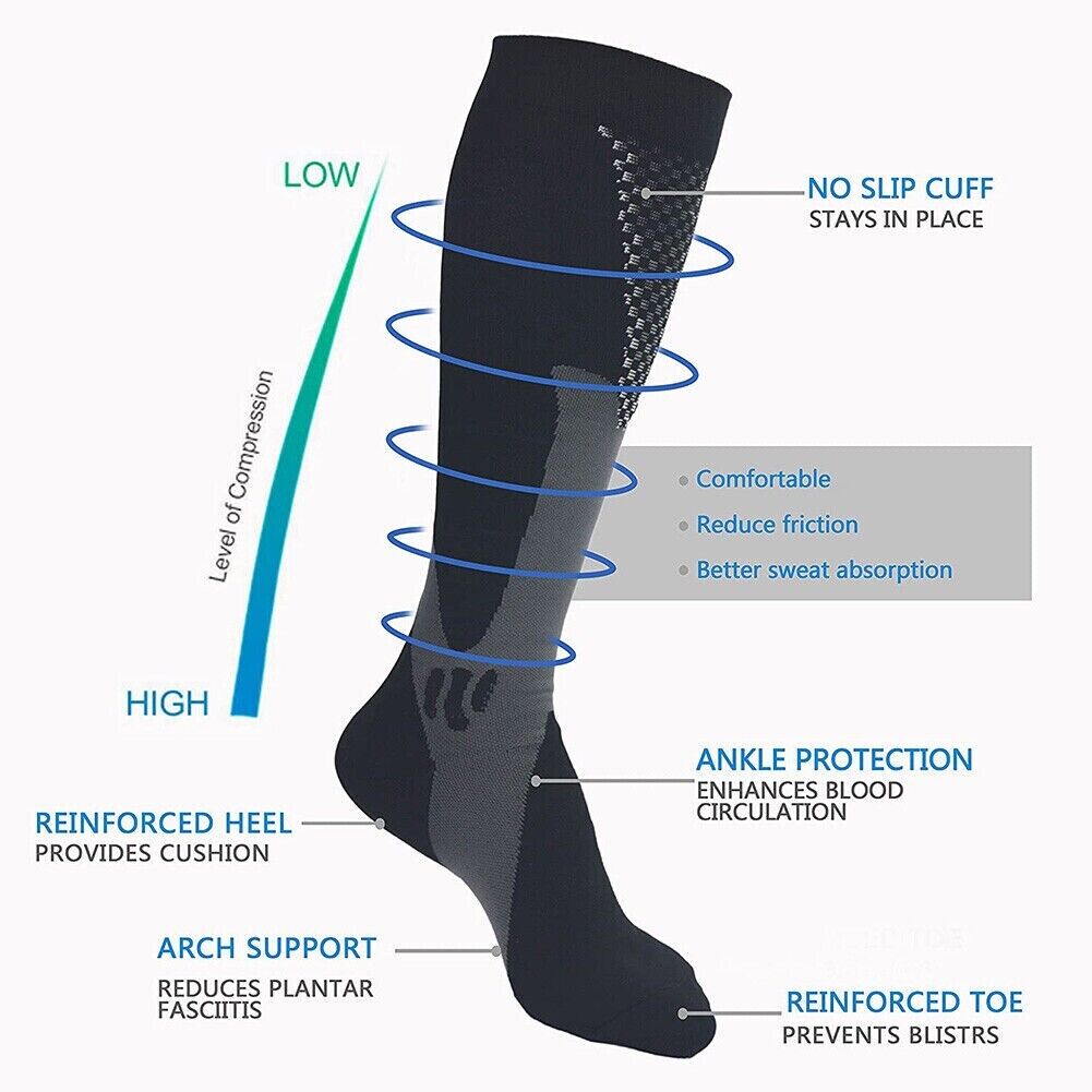 3Pairs Medical Sport Compression Socks Men for Edema Diabetic Varicose Veins - Opticdeals