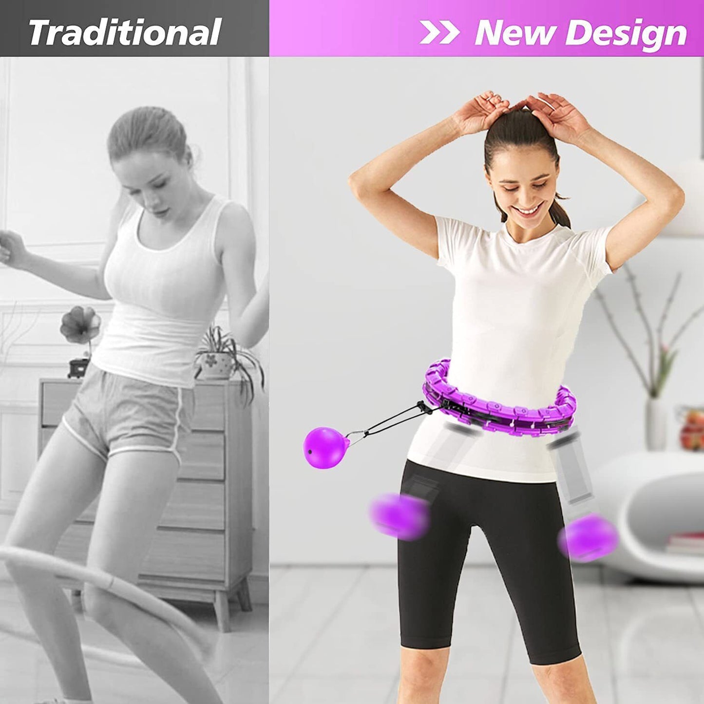 Smart Weighted Hula Hoop Weight Loss Waist Slimming  Exercise 24 Knots