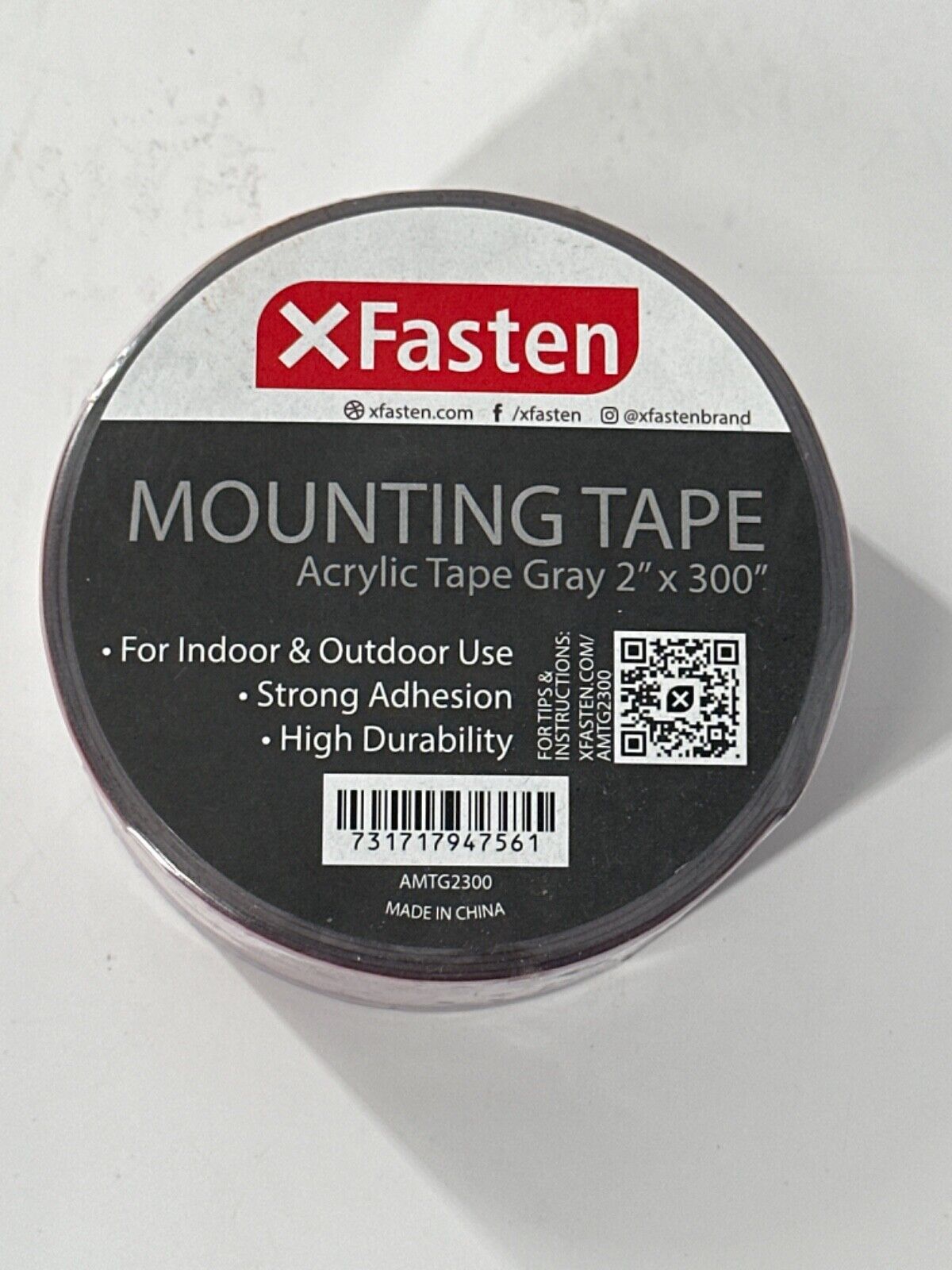 XFasten Extreme Double-Sided Acrylic Mounting Tape Removable (Gray, 2" x 300") - Opticdeals