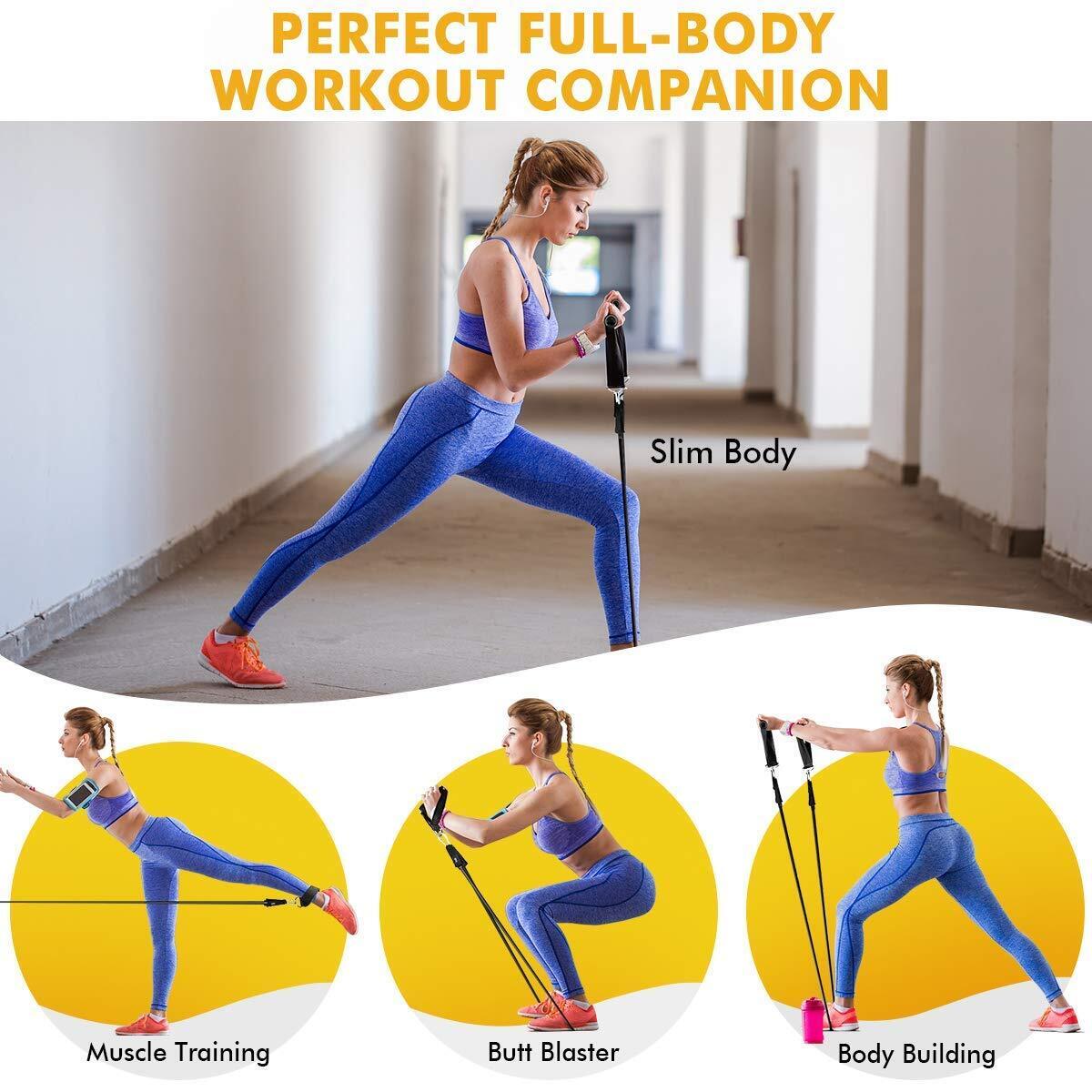 Resistance Bands Set(11Pcs)  for Men & Women, 5 Bands Fitness Workout