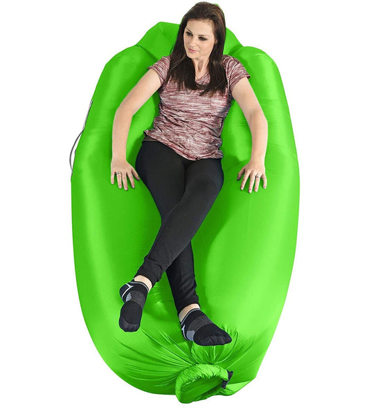 Trevolutions Inflatable Lounger W/Carry Bag, Securing Stake, Bottle Opener Green - Opticdeals