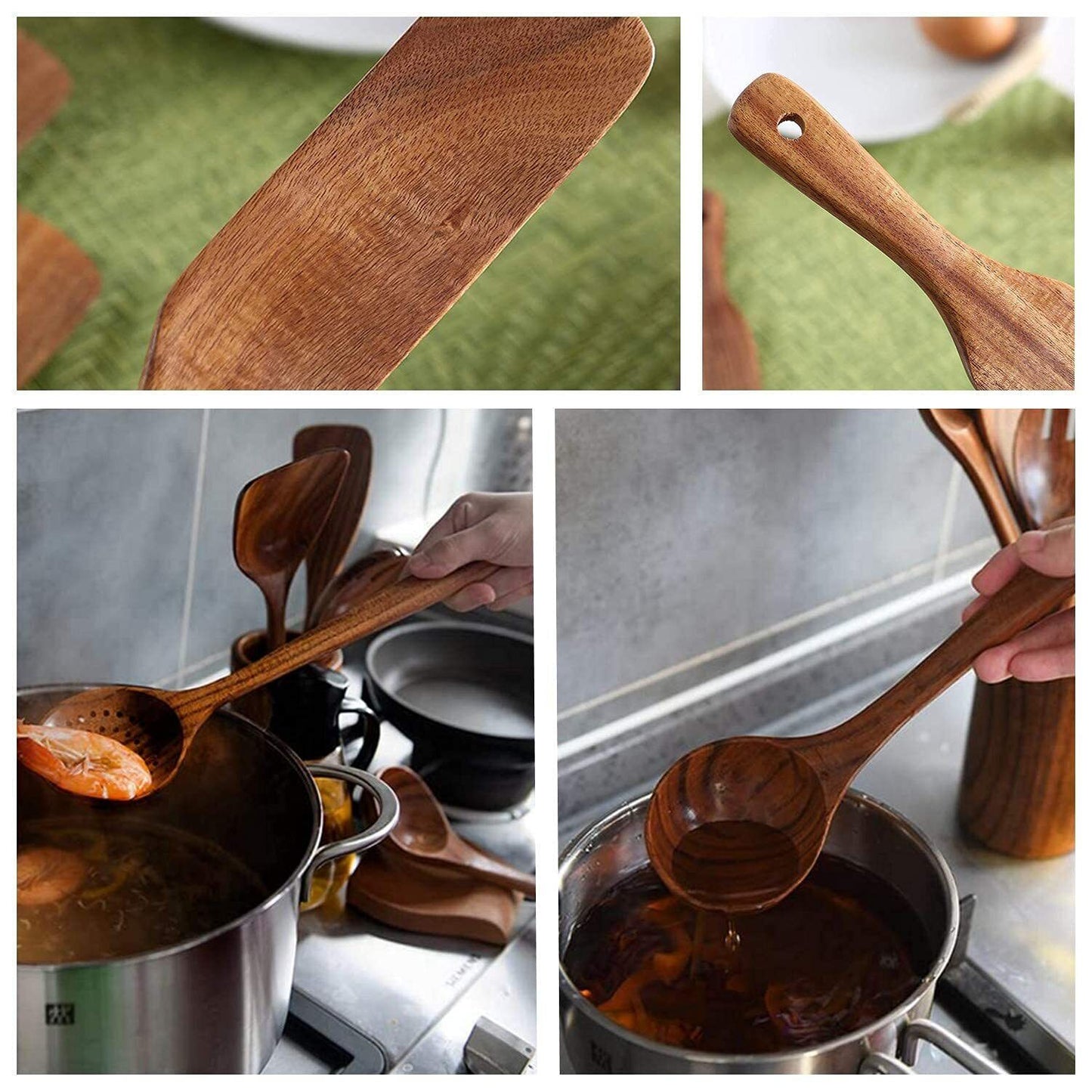 7PC  Wooden Spurtles Set. Slotted spatula Ladle colander