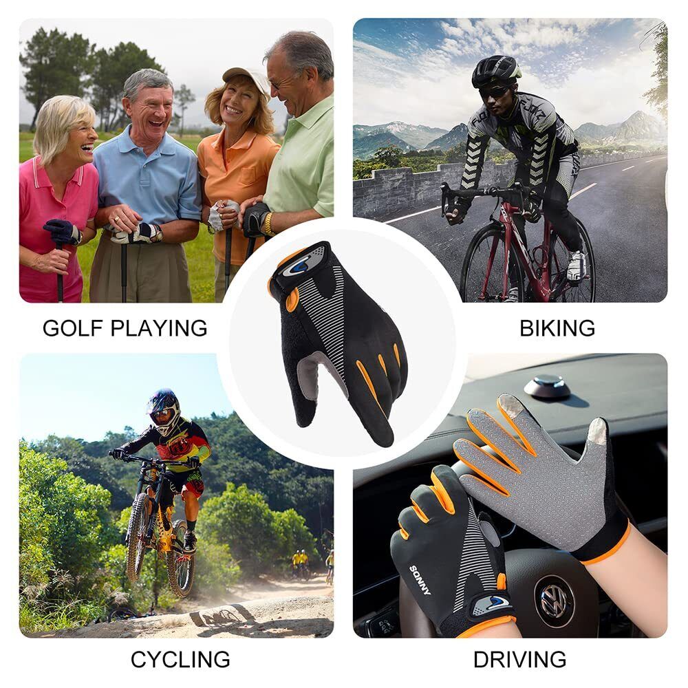 Touch Screen Cycling Gloves  2Pair Sz M Non-Slip Sunscreen, Full-Length Finger