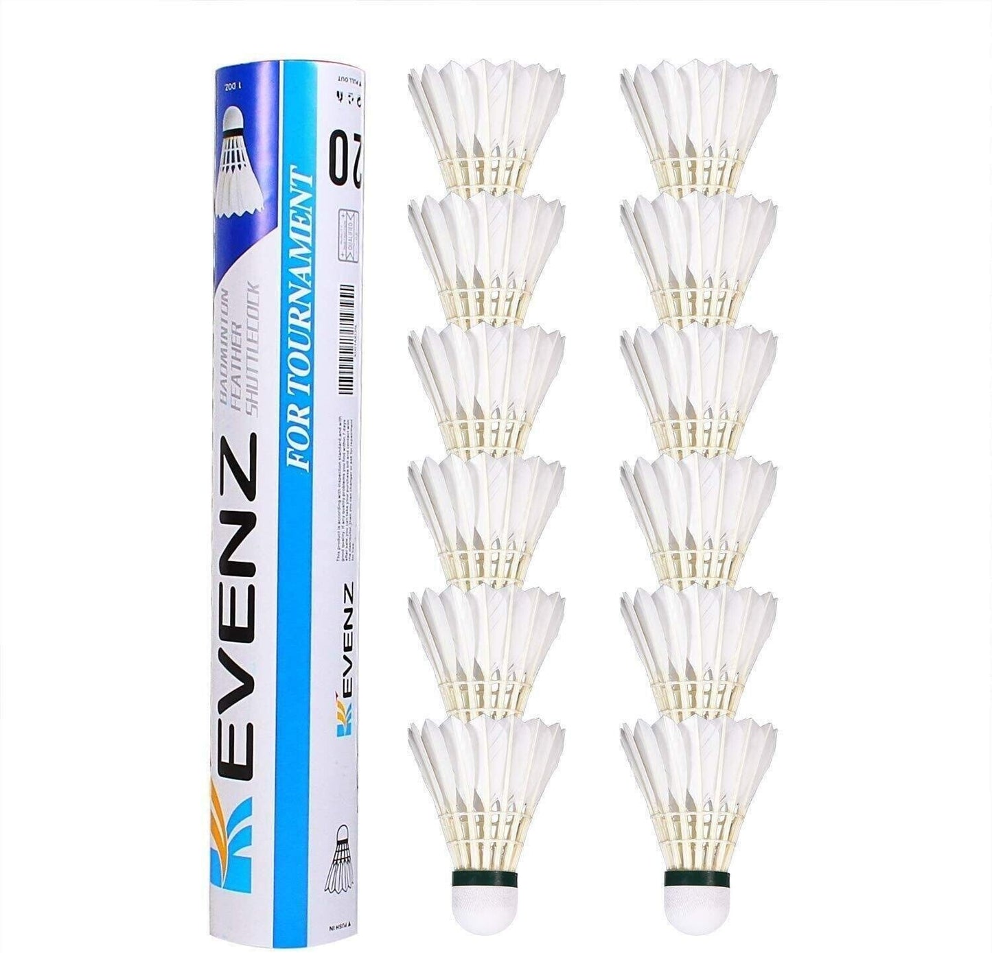 KEVENZ Goose Feather Badminton Shuttlecocks Birdies,Pack of 12, White - Opticdeals