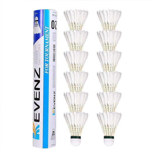 KEVENZ Goose Feather Badminton Shuttlecocks Birdies,Pack of 12, White - Opticdeals