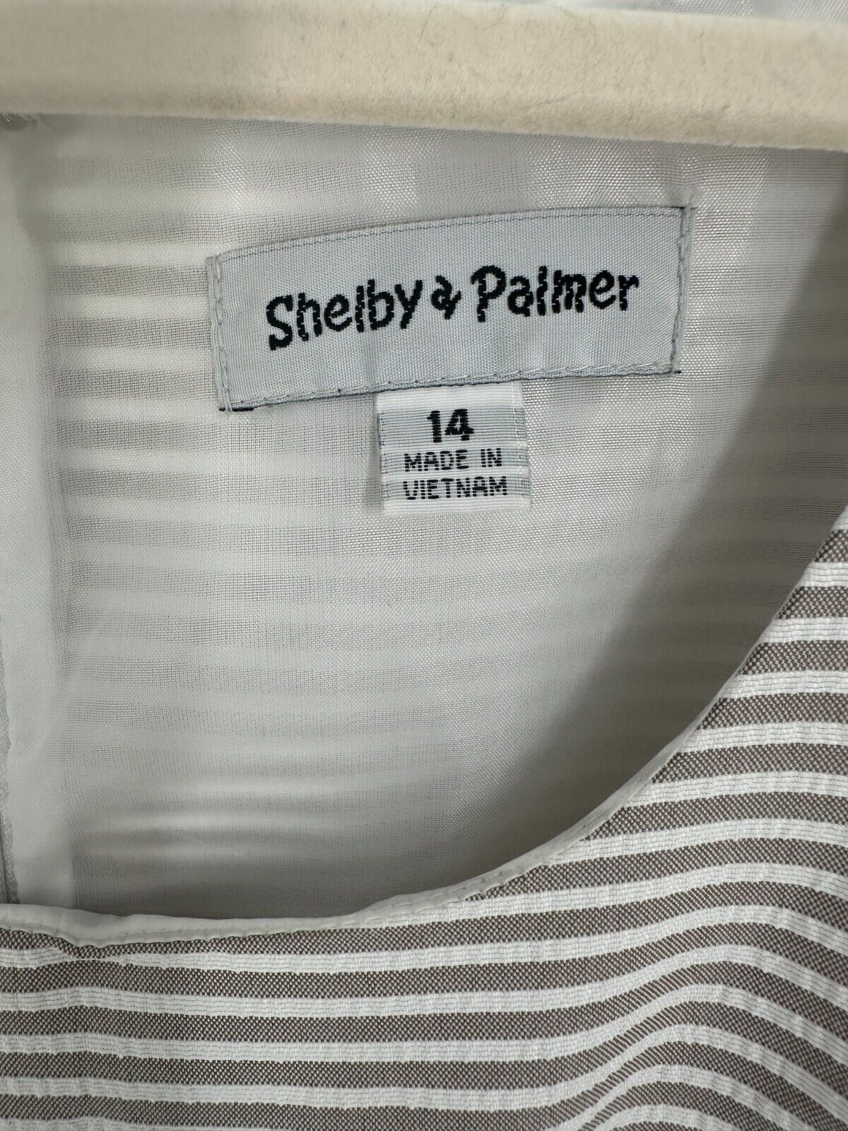 Shelby & Palmer Dress Women’s Size 14 Knee Length Striped Round Neck Back Zipper