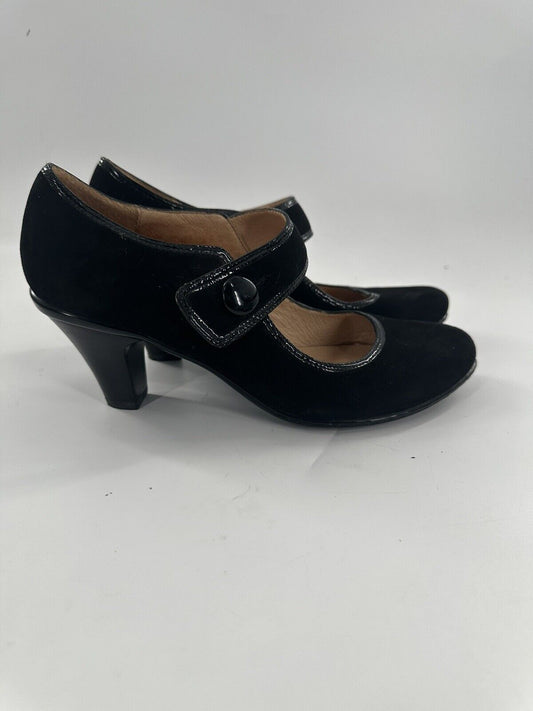 SOFFT MARY JANES SUEDE BLACK PUMPS HEELS SIZE 8.5