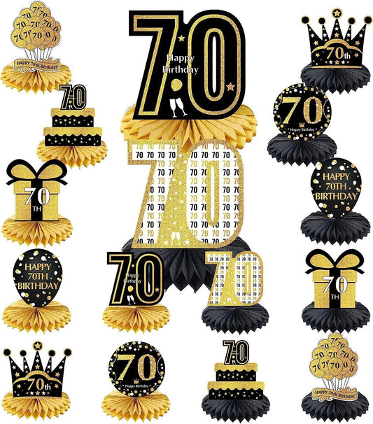 70th Birthday Table Decorations 16 Piece Honeycomb Centerpiece Decor