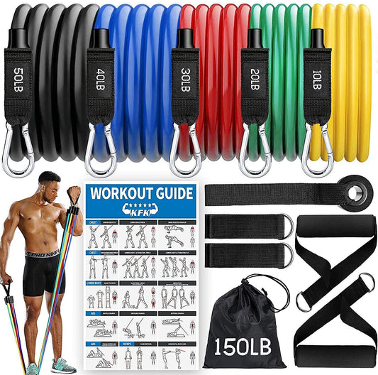 Resistance Bands Set(11Pcs)  for Men & Women, 5 Bands Fitness Workout