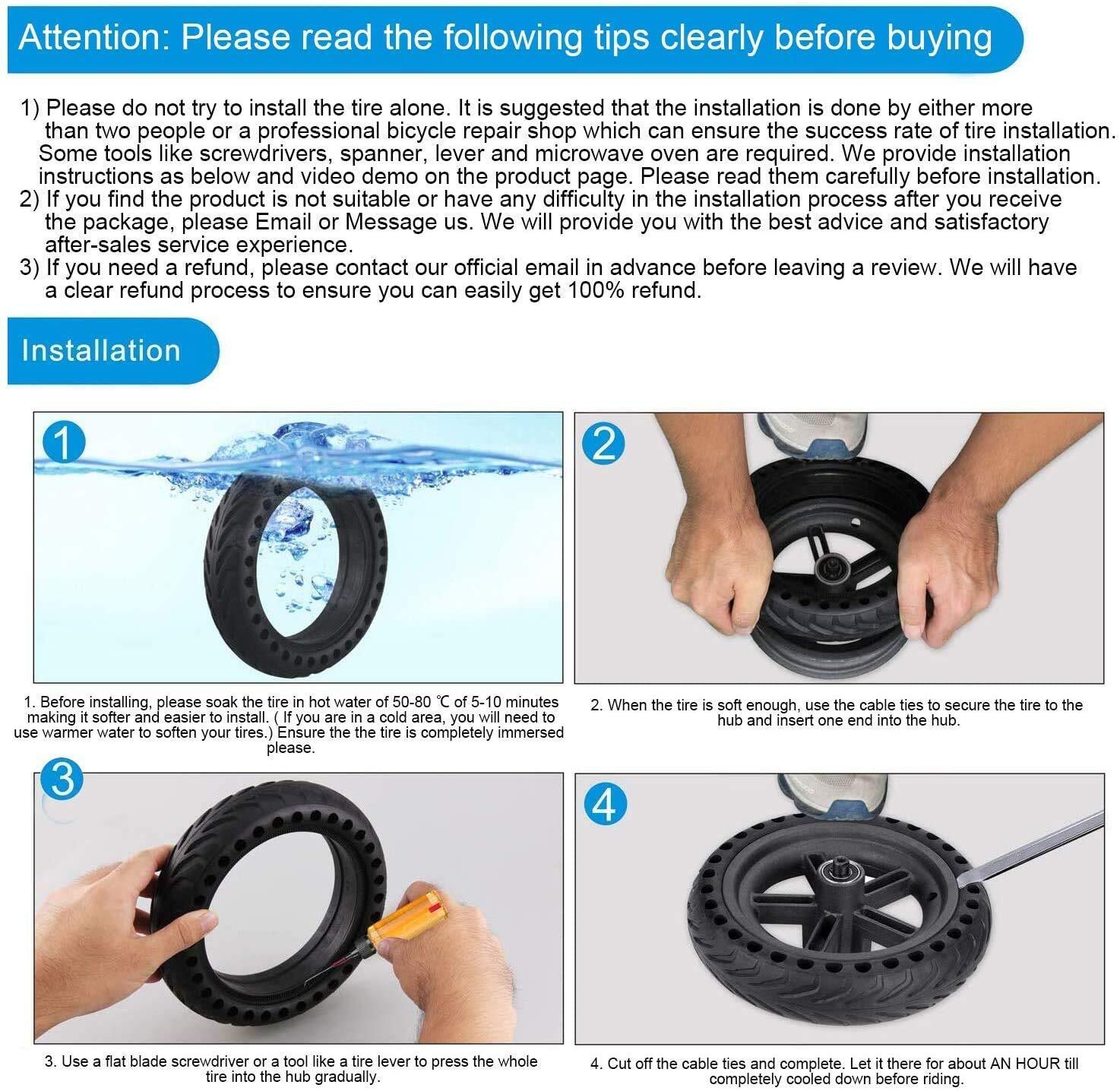 Scooter Tire Replacement V2,8.5 Inch for Electric Scooter for Xiao-mi Mi m365 / - Opticdeals