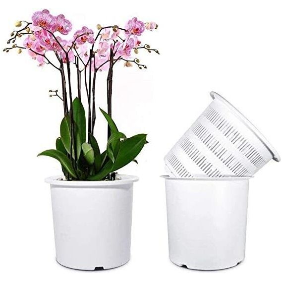 2pack Orchid Pot with Holes Clear Plastic Breathable Slotted Planters Pots 6.3" - Opticdeals