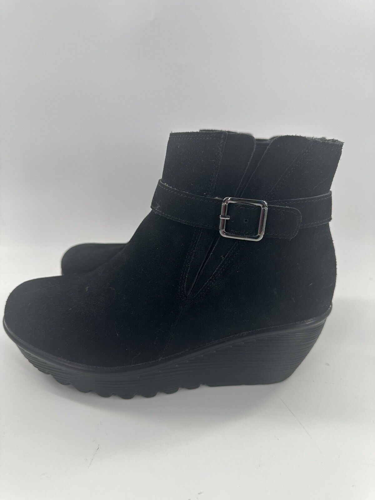 Skechers Suede Parallel Wedge Ankle Boots Day Date Black. 8 Wide