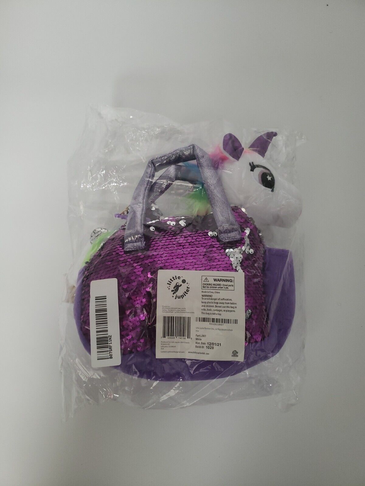 Little Jupiter Plush Pet Set Purse Unicorn Toy Stuffed White polyester  USA - Opticdeals