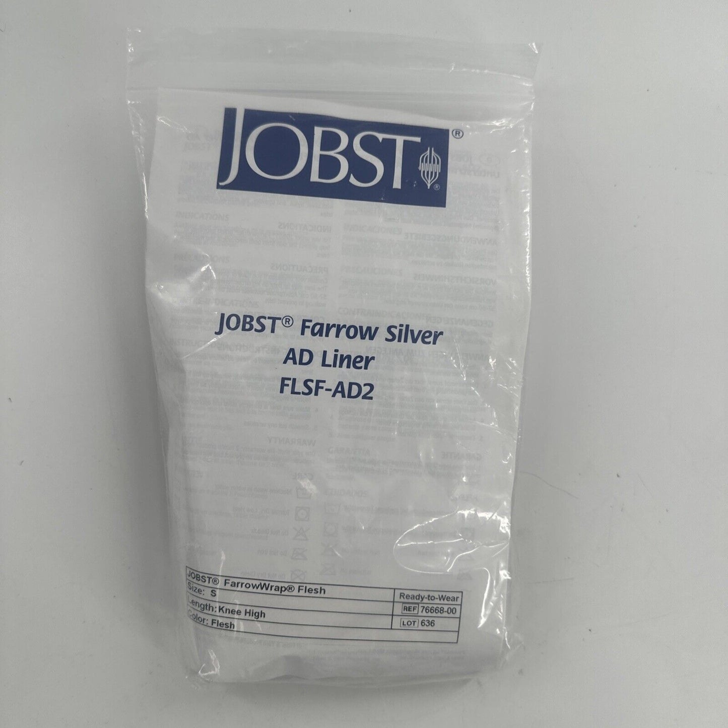 Jobst Farrow Silver AD Liner FLSF-AD2 Size Small S Knee High Sock FarrowWrap