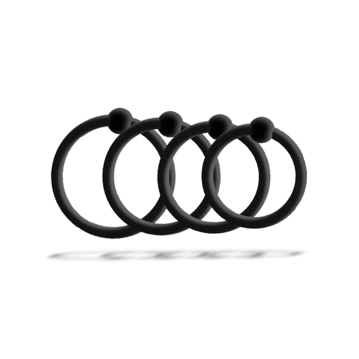 4 PCS Silicone Cock Bands - Flexible - Black